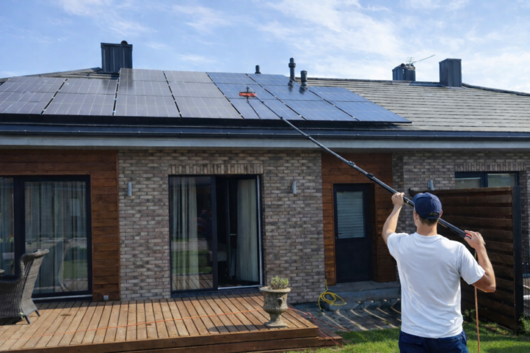 saulės modulių plovimas